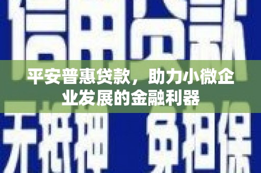 洞头平安普惠贷款，助力小微企业发展的金融利器
