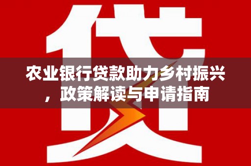 洞头农业银行贷款助力乡村振兴，政策解读与申请指南